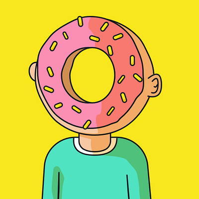 Donut County cartoon cel color digitalart donut green illustration lineart pink popart portrait print shading sketch surreal toon vector vibrant weird yellow