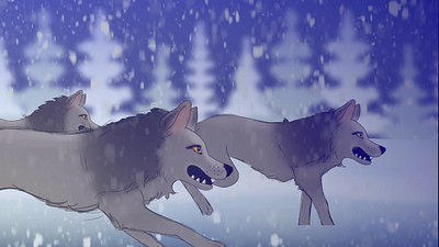 Wolves 2d animation forest night snow winter wolf wolf pack wolves