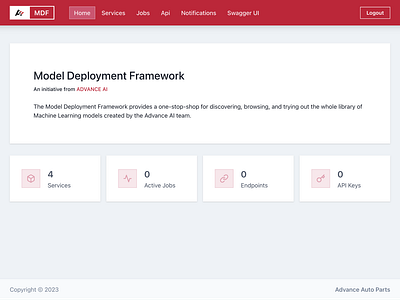 MDF — Model Deployment Framework ai business dashboard design ui web design