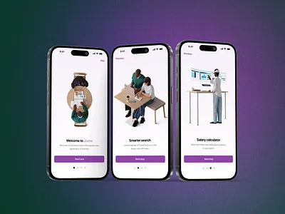 Onboarding mobile screens 2024 clean design figma ios mobile modern onboarding purple ui