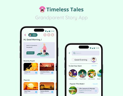 Timeless Tales-Grandparent's story app casestudy generationsunited grandparenting kidsapp mobile app storytelling timelesstalesapp ui uiux design uxui