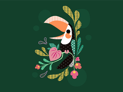 Toucan Collage color palette graphic design illustration pattern