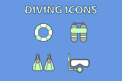 Cute Diving Icons icon vector