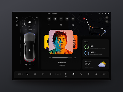 HMI Concept Design - Bluetooth Music car dashboard ui design hmi设计 ui ux
