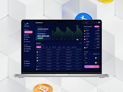Dashboard for Crypto 3d crypto dashboard design icon illustration typography ui ux vector