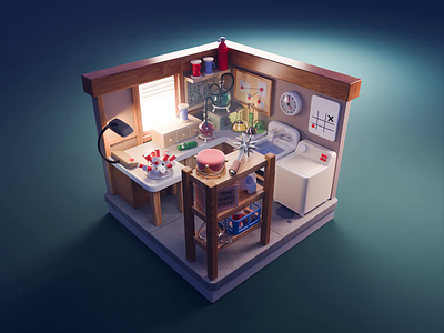 Rick and Morty Tutorial 3d blender diorama garage illustration isometric process render rick and morty room tutorial