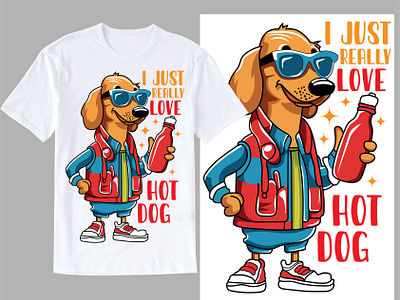 I just really love hotdog T-Shirt design bread cartoon bun cafe food dog t shirt design dog vector fast food restaurant food brand food cartoon food logo funny hotdog t shirt design hotdog hotdog lovers junk food street food t shirt design taco t shirt tee trendy design tshirt typography design