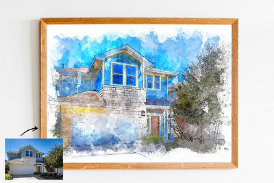 Digital Watercolor House Portrait adobe photoshop branding digitalart graphic design homedecor housedesign illustration watercolor watercolorhouse watercolorhouseportrait