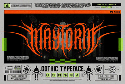 Maytorm Modern Metal Typeface black black metal blackletter brutalism cyber cyber funk dark death metal font metal grunge hardcore heavy metal metal satanic streetwear tattoo