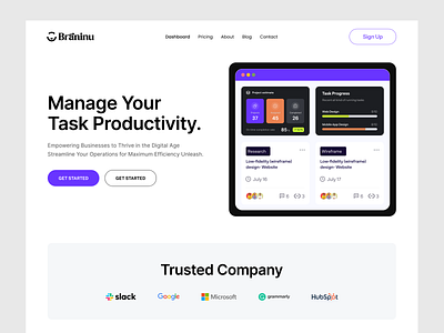 Task Management Landing Page Design landing page landing page ui product design project management project management tool task task management team manage uiux design user interface web design website design