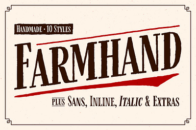 Farmhand Font Family condensed display farmhand font family food hand drawn handmade handwriting handwritten inline lettering lettering vintage packaging pen rough rustic sans serif texture title vintage