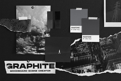 Graphite Moodboard Scene Creator cardboard color folded paper inspiration inspiration board instant photo minimal minimalist modern monochrome mood board moodboard scene creator pantone paper photos scene creator tape texture