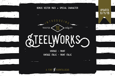 Steelworks + Bonus Font alternates badge display handdrawn monoline handlettering handmade letterhead lettering ligatures opentype retro type sans serif signage steelworks bonus font swash vintage watercolor