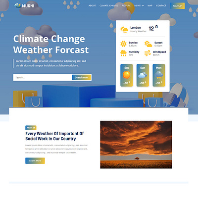 Mugni - Weather Forcast HTML5 Website Template branding graphic design motion graphics