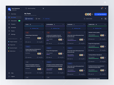 Task Management Application Dark Mode Design application best board dark dashboard design hire interface management manager minimal saas software task top ui user experience ux web work