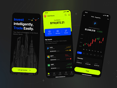 Stock management app - Dark mode app concept crypto cryptocurrency dark mode finance investment minimal money stock management stock market