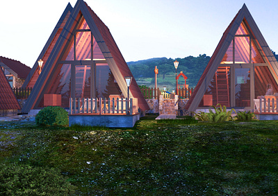 Tourist village 3d 3d design exterior render