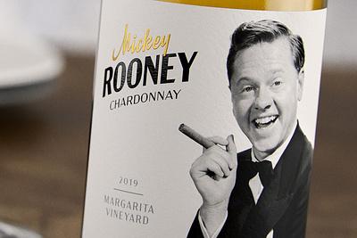 Mickey Rooney — Chardonnay 3d cgi cgi photography label design packaging typography wine wine label wine label design