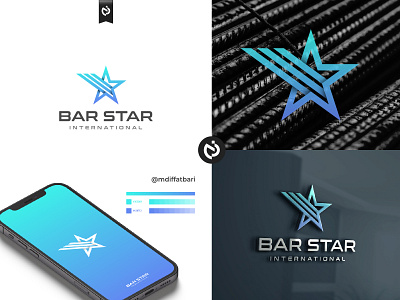 Bar Star International - Modern Logo app logo construction logos realestate logo star logo steel logo