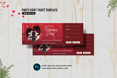 Valentines Day Party Ticket 14february christmas concert dinner dance events gala holiday lavender party party ticket photoshop template purple red romantic party ticket ticket template valentine valentine 2023 valentine party valentines