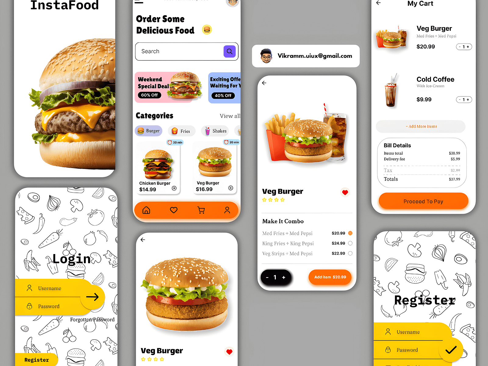 Food App UI/UX Design by Vikram on Dribbble