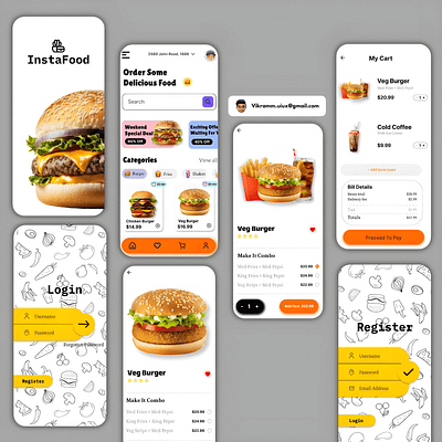 Food App UI/UX Design app graphic design typography ui