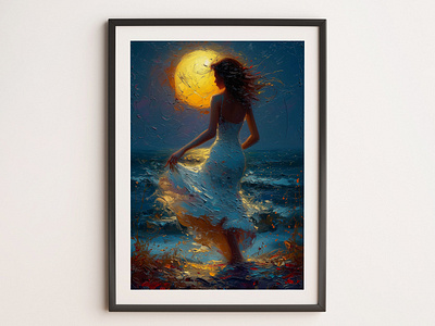 Sunset Dancer: An Abstract Artwork for Wall Decor hanging poster illustration oil painting vintage poster wall art wall decor woman poster