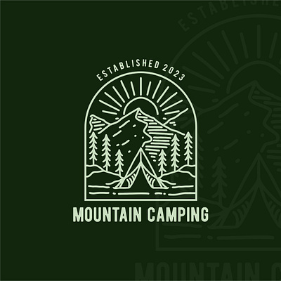 Mountain Camping Logo branding camping design digital illustration drawing graphic design illustration logo logo design logo illustration logo monoline logo retro logo vintage monoline mountain outdoor vector