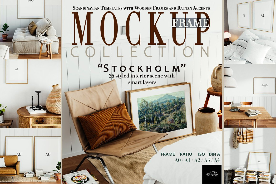 Stockholm Room & MockUp Frame Bundle a3 frame mockup art frame mockup decor mockup frame mockup kit landscape frame mockup living room interior magazine mockup poster mockup poster mockup bundle poster mockup psd scandinavian mockup styled frame mockup vertical frame mockup