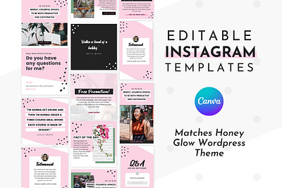 Instagram Template Pink Canva Pack canva canva instagram instagram post template instagram posts instagram posts layout instagram stories instagram story template instagram template instagram template black instagram template pack instagram template pink