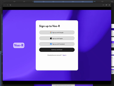 Vee-R Sign Up Page abstract background animation motion graphics signup page ui web