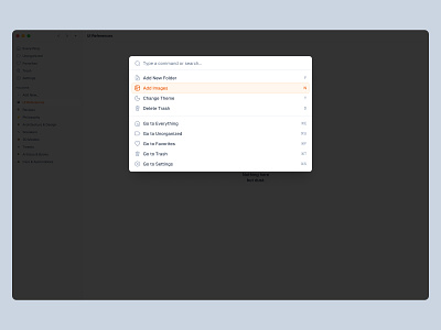Orange Command bar ⌘ bar command command bar command k command menu design dialog dropdown menu minimal modal popup sidebar ui web design