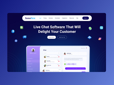 Live Chat Banner Section Design banner section design landing page live chat live chat ui design saas saas product saas ui saas ui design ui ui design saas ui landing page ux website website ui