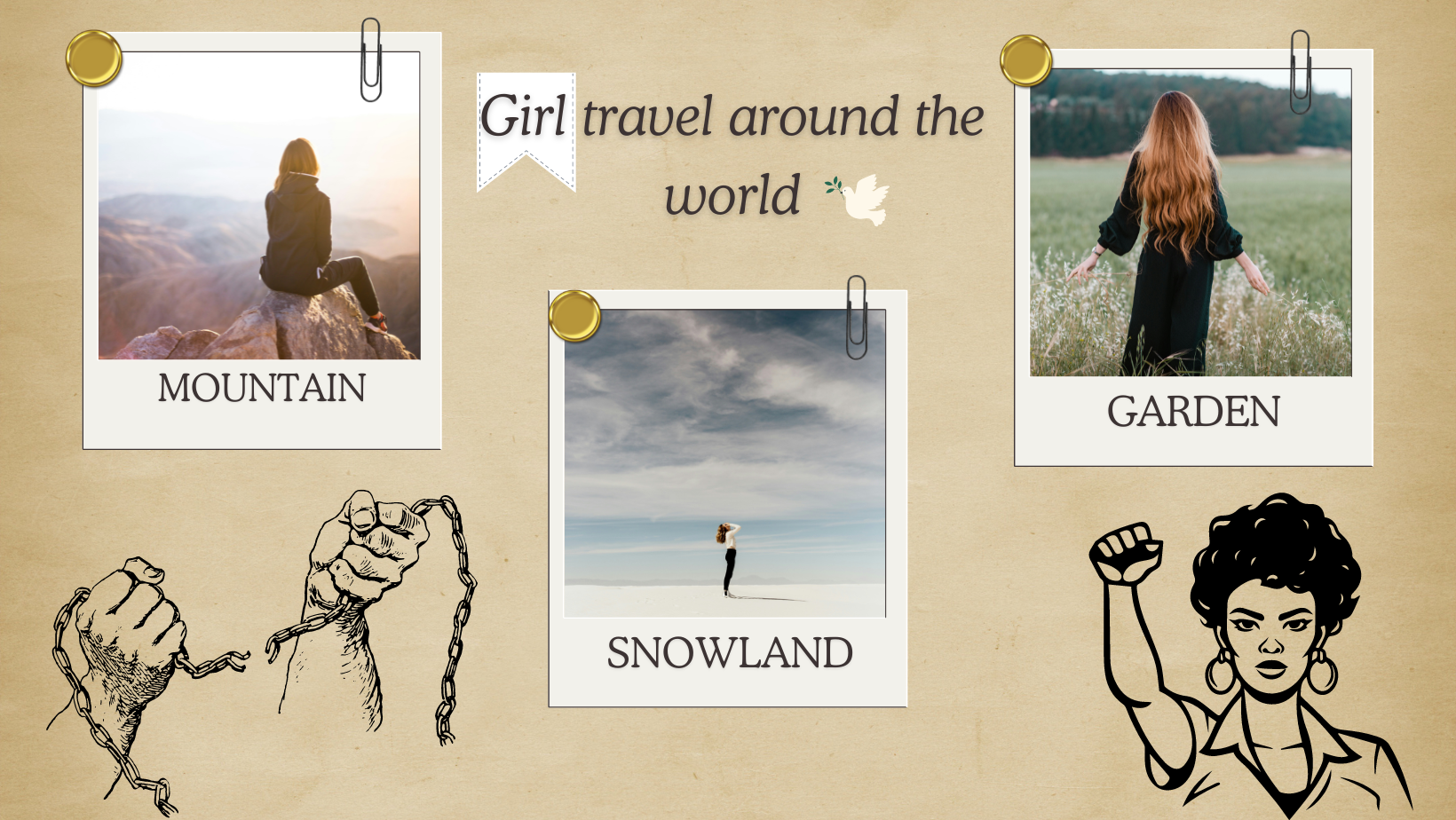 Girl travel around the world branding graphic design