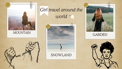 Girl travel around the world branding graphic design