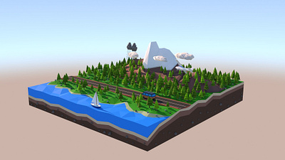 Cartoon low poly collection 2: Going to holidays 3d art cartoon design forest landscape low poly lowpoly max mountain scene terrain toon