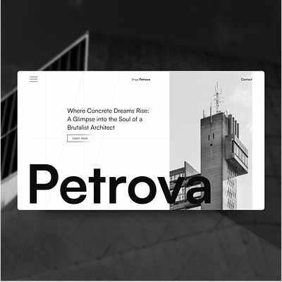 Petrova | A Concept Brutalist Architect Portfolio. architect architecture big text black and white design monochrome portfolio typography ui web web design