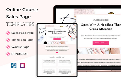 Online Course Sales Page Templates elementor landing page landing page template landing pages sales page sales page template wordpress wordpress template