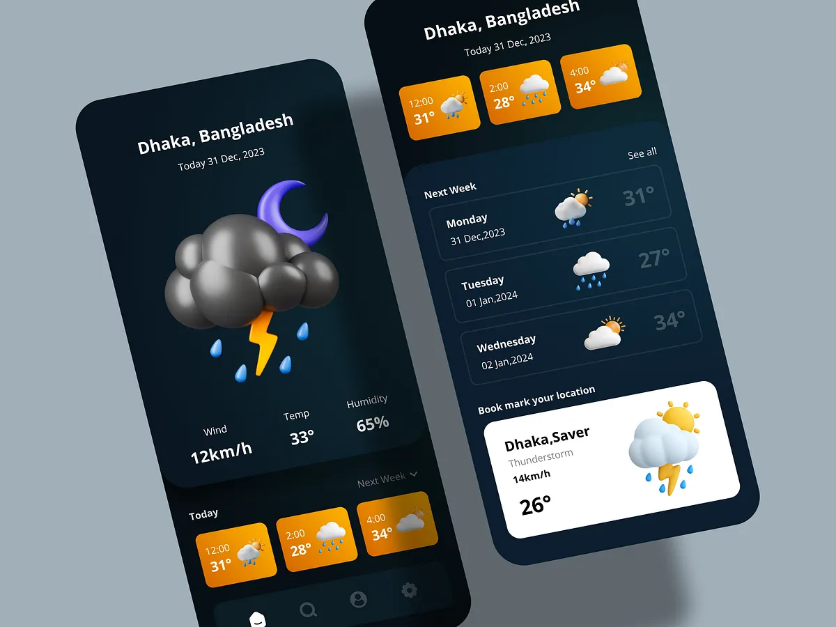 Weather App UI designs, themes, templates and downloadable graphic ...