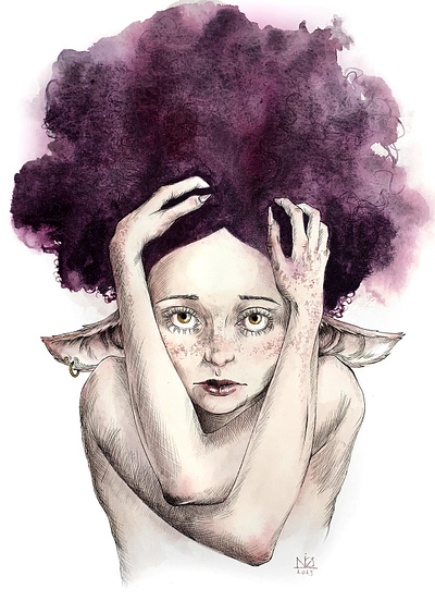 Fear has big eyes art drawing illustration lineart watercolor