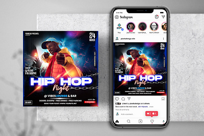 Hip Hop Music Instagram Flyer (PSD) banner club flyer club psd flyer event flyer flyer free psd flyer instagram music flyer party flyer poster psd flyer