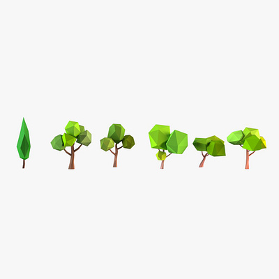 Cartoon low poly collection 10: Trees 3d cartoon design forest illustration landscape low low poly lowpoly poly terrain tree trees