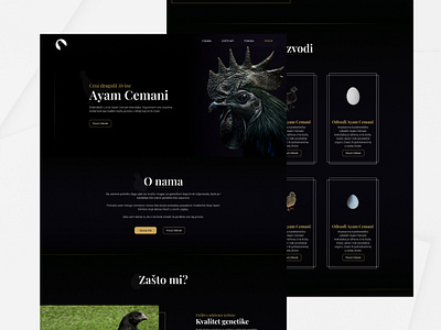 Ayam Cemani Website Design agriculture ayam cemani black chikens dark dark theme project ui ui design ui ux ux website