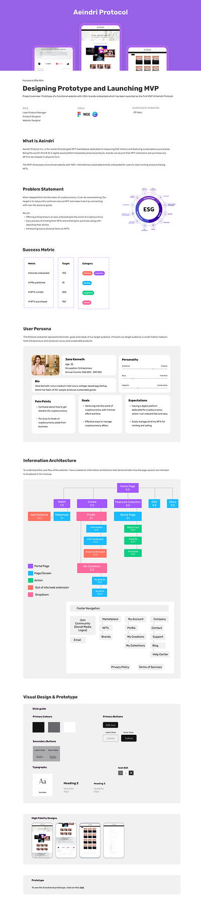 Designing a Prototype and Launching MVP for phygital NFT startup case study mvp prototype ui