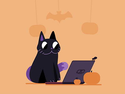 Happy Halloween 2d animation cat design graphic design halloween illustration laptop madewithsvgator motion graphics pumpkin skeleton spooky vector