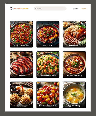 ChopstickCharms Recipes aesthetic branding chinese design desktop figma food modern simple typography ui ux web webdesign