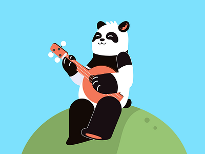 Panda Musician 2d animation banjo bear design graphic design illustration instrument madewithsvgator motion graphics panda playing singing vector