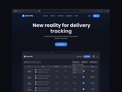 Landing Page & Components | UI Study app components composition dark mode dark theme delivery design landing landing page marketing page minimalism minimalist minimalist design tracking ui user experience user interface ux web design website