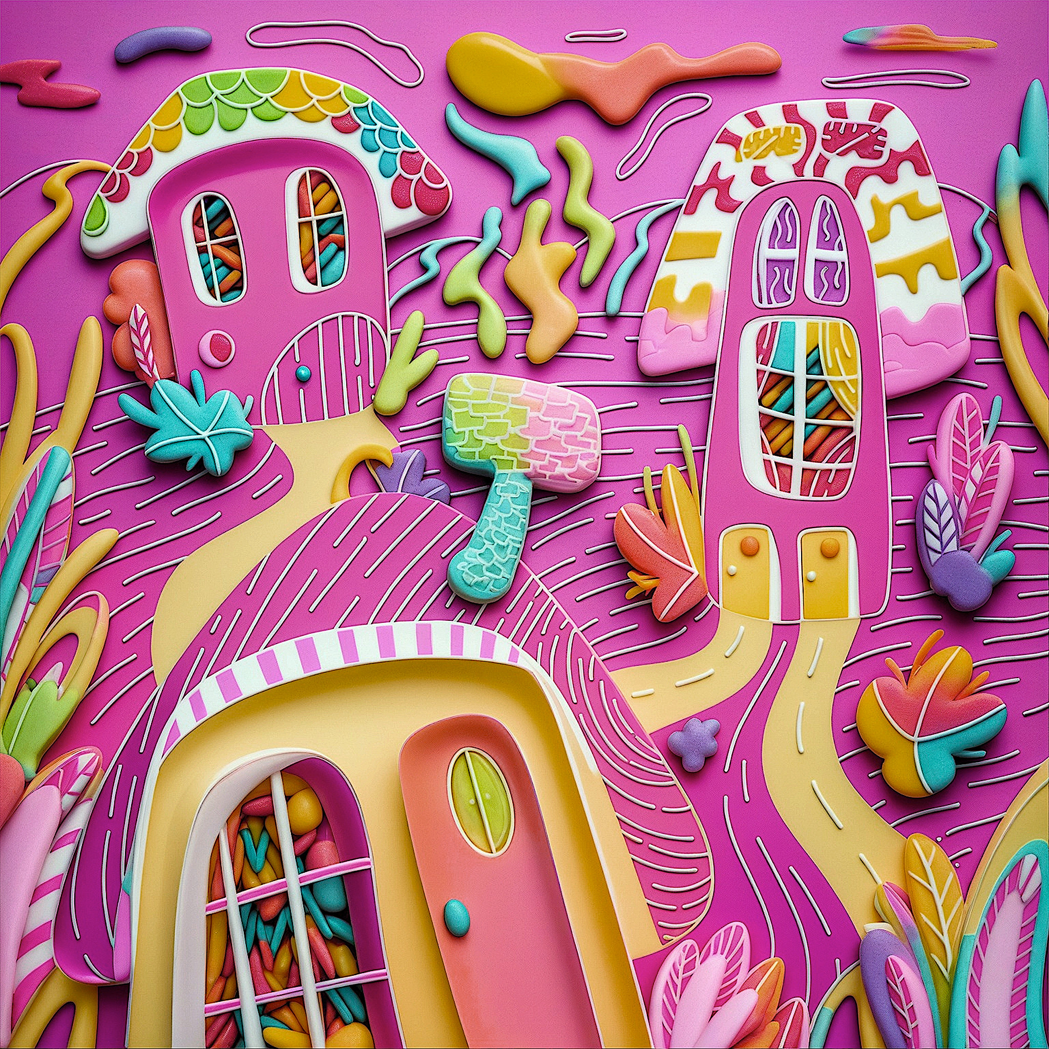 House of pills ai drawing illustration