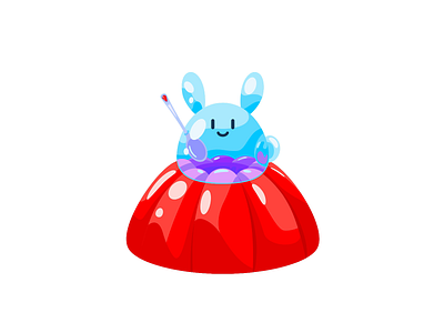 Jelly Bounce 2d animation bounce bunny food graphic design illustration jelly madewithsvgator motion graphics see through spoon translucent vector